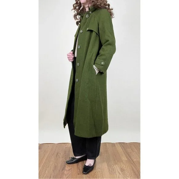Vintage Handmade Wool Peacoat Trench Winter Jacket Pea Coat European Hand Made - Picture 5 of 11